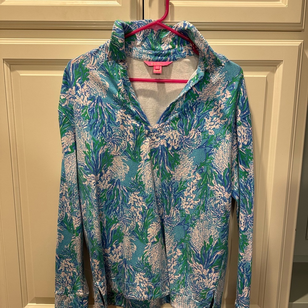 Lilly Pulitzer Blue and Green Floral pullover